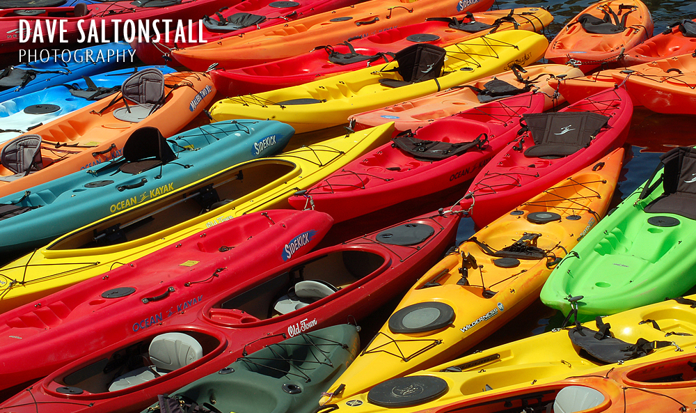 colorful kayak photograph, rockport outer harbor